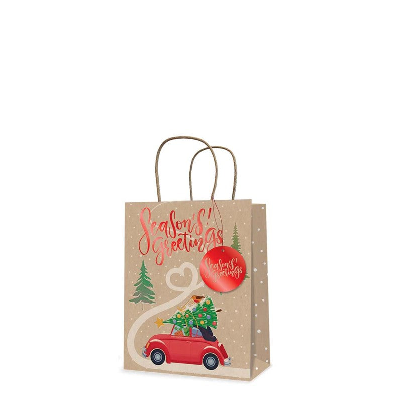 Tallon Christmas Bag Small 23 x 18cm - Kraft 'Driving Home'