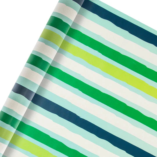 Hallmark Gift Wrapping Paper 2m Green And Blue Stripe