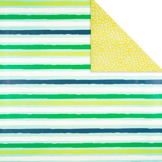 Hallmark Gift Wrapping Paper 2m Green And Blue Stripe