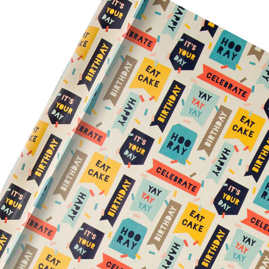 Hallmark Gift Wrapping Paper 2m Fun Text Based