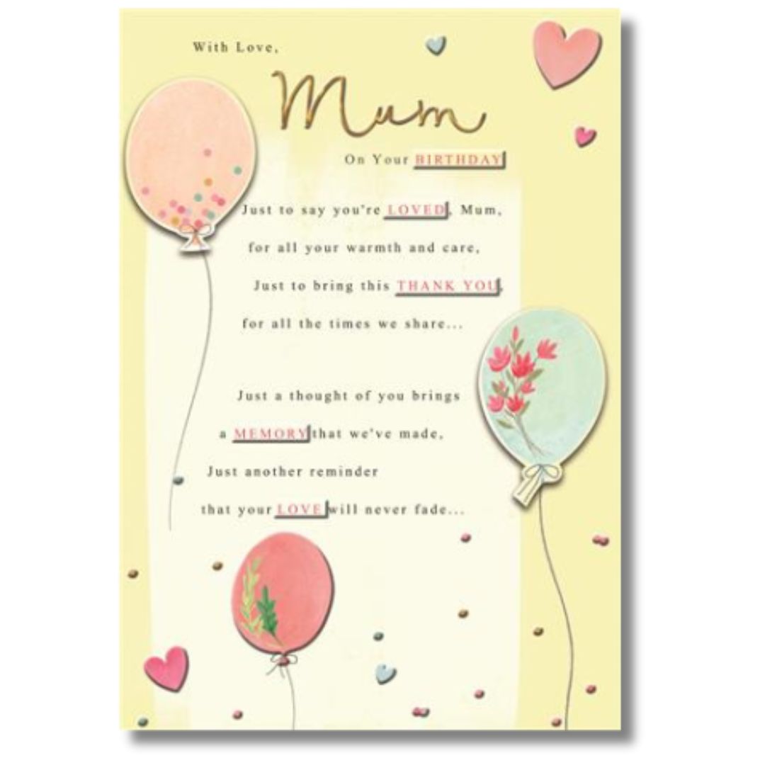 Hallmark With Love Mum On Your Birthday - Greeting Card