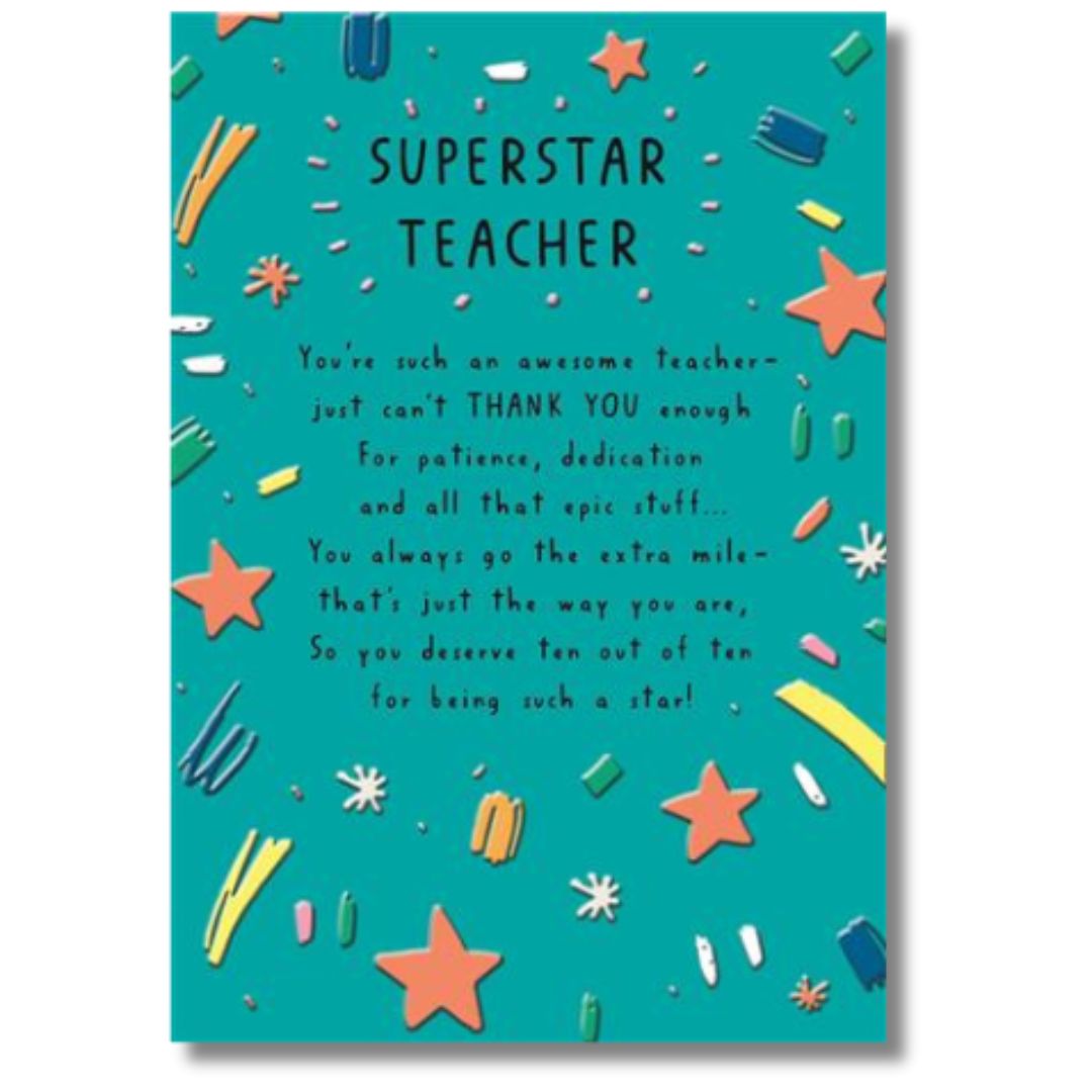 Hallmark Superstar Teacher Thank You - Greeting Card