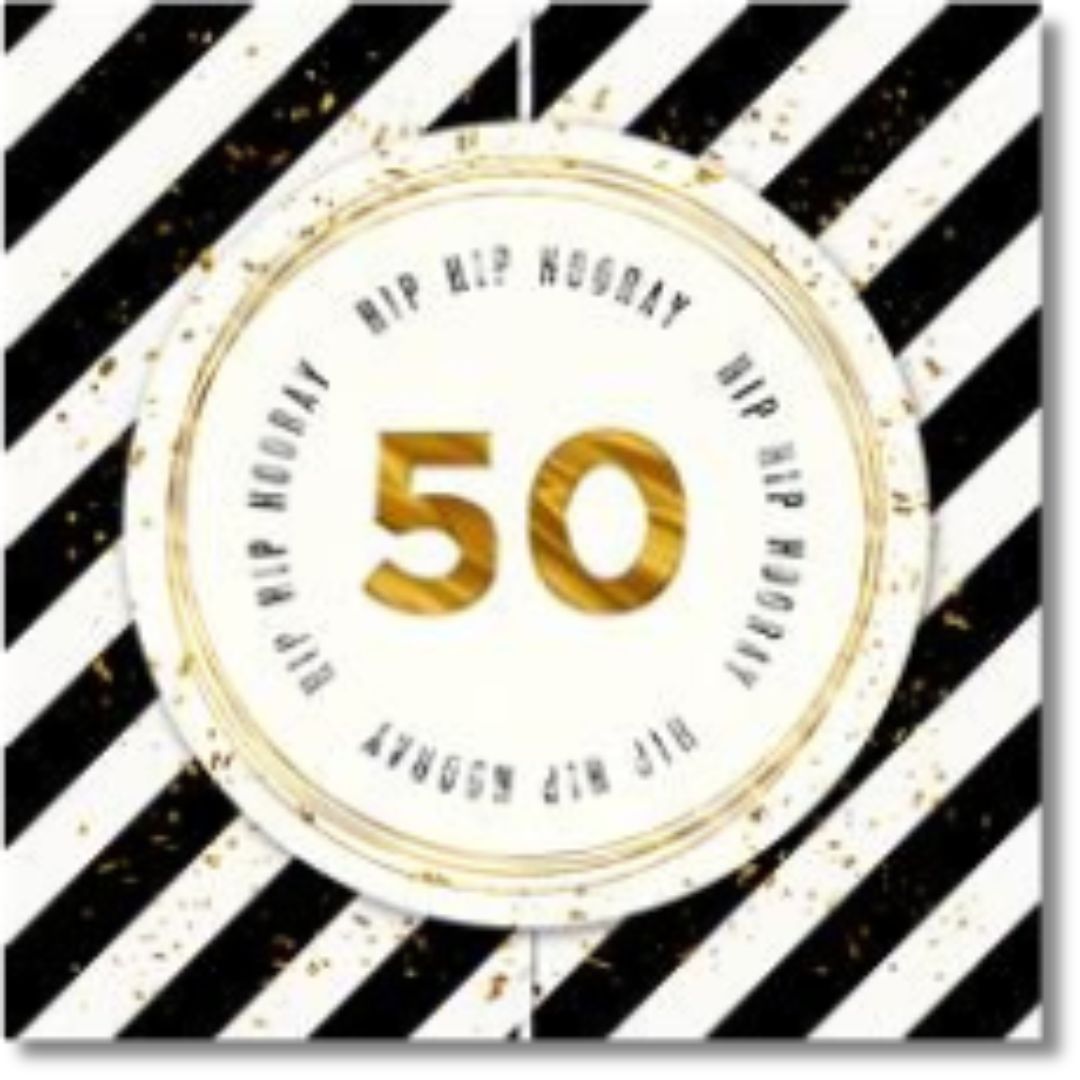 Hallmark 50 Hip Hip Hooray Birthday - Greeting Card