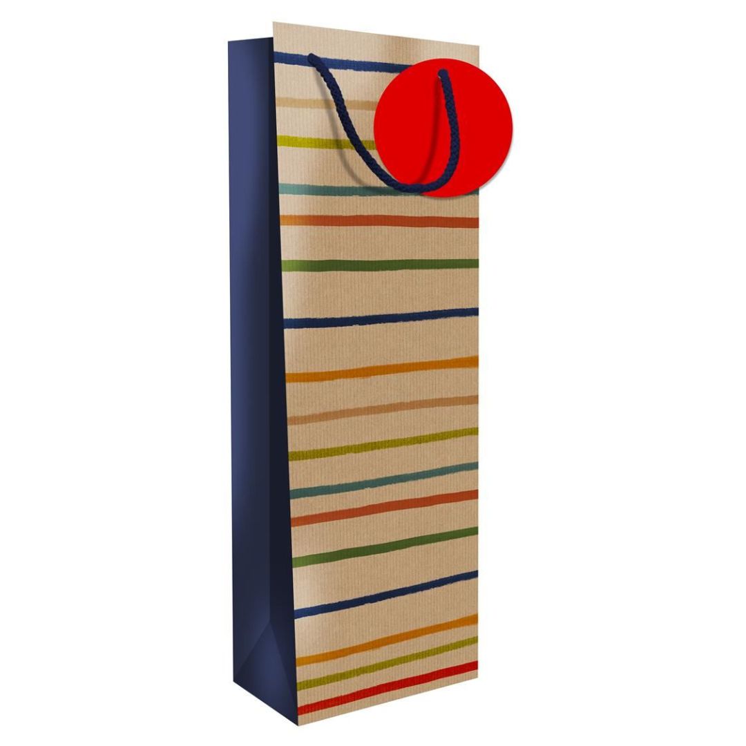 Hallmark Gift Bottle Bag Coloured Lines 33 x 13.5cm