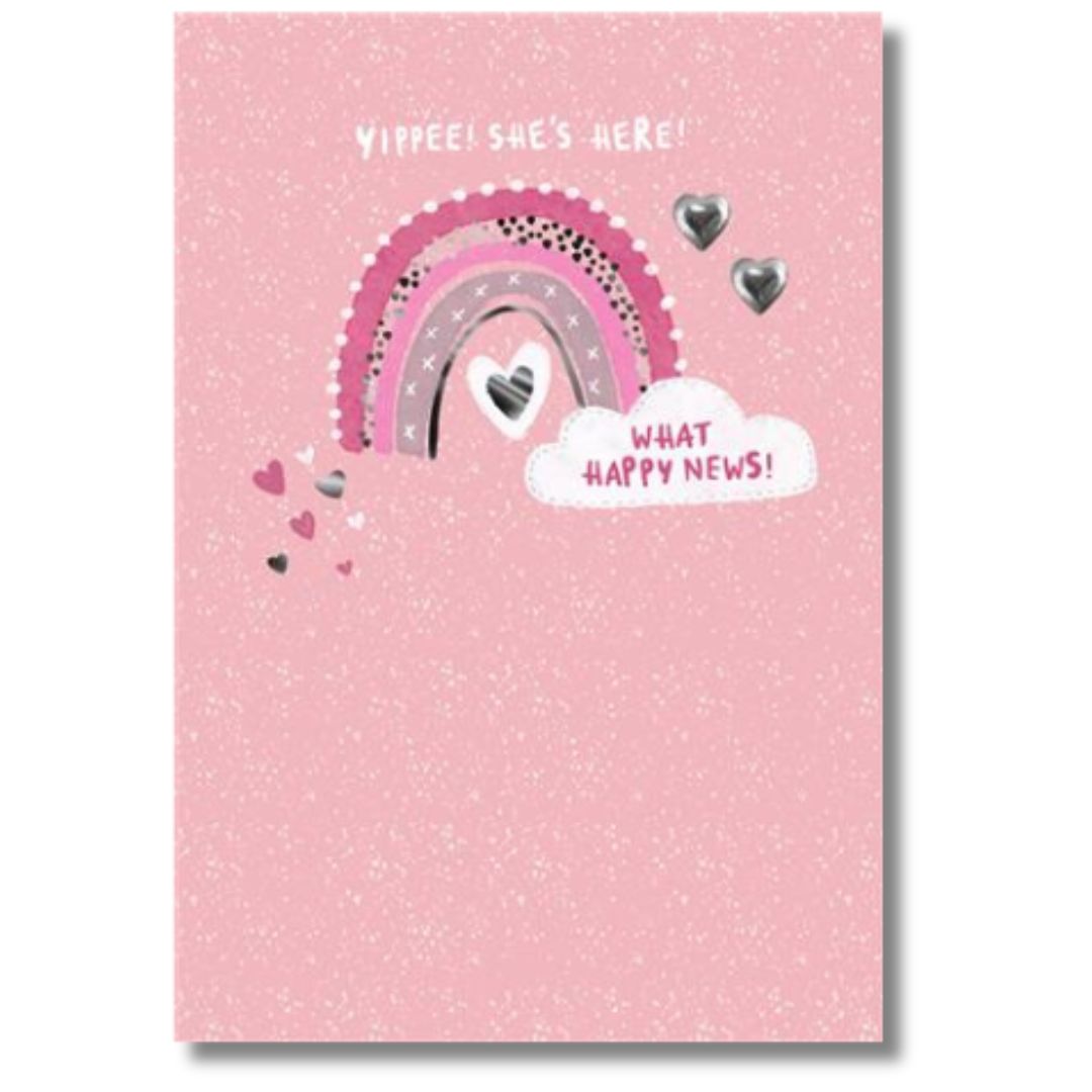 Yipee! She's Here Baby Girl Greeting Card