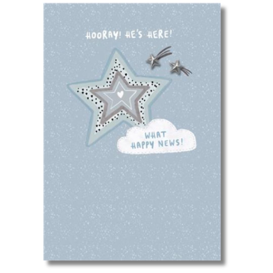 Yipee! He's Here Baby Boy Greeting Card