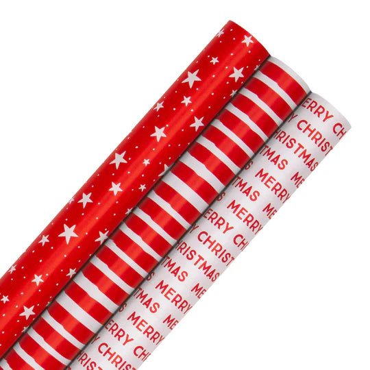 Hallmark Christmas Wrapping Paper 3m White/Red x 1pc Assortment