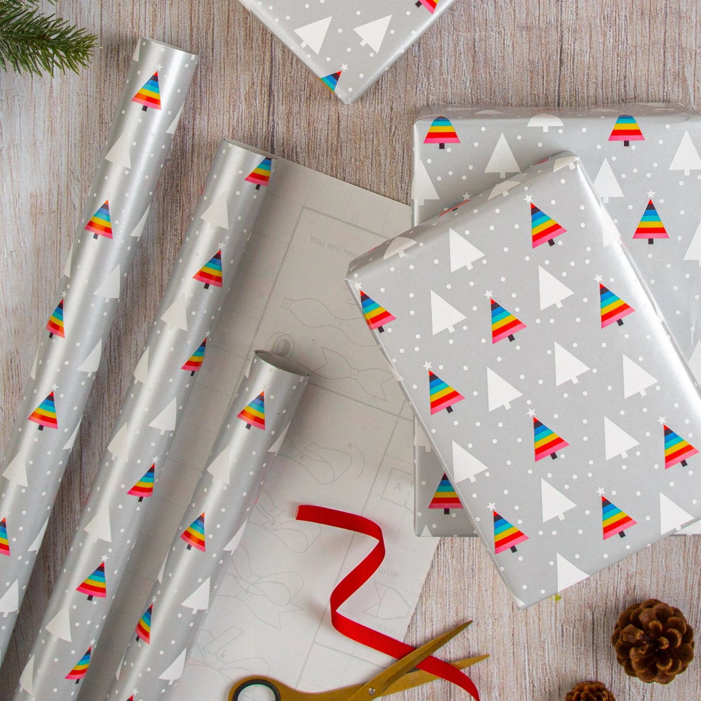 Hallmark Christmas Wrapping Paper 3m Rainbow Tree Design