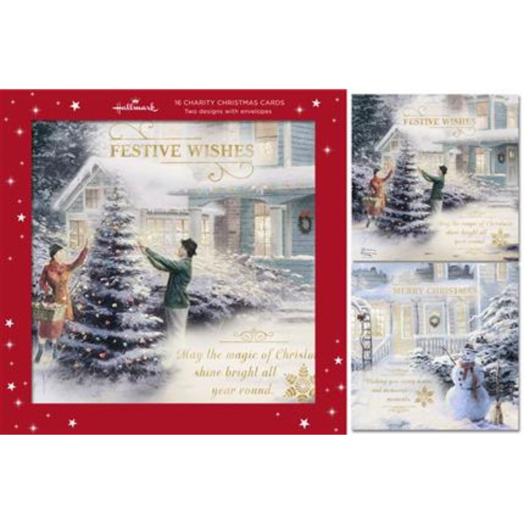 Hallmark Festive Wishes A Box Of 16 Charity Christmas Cards