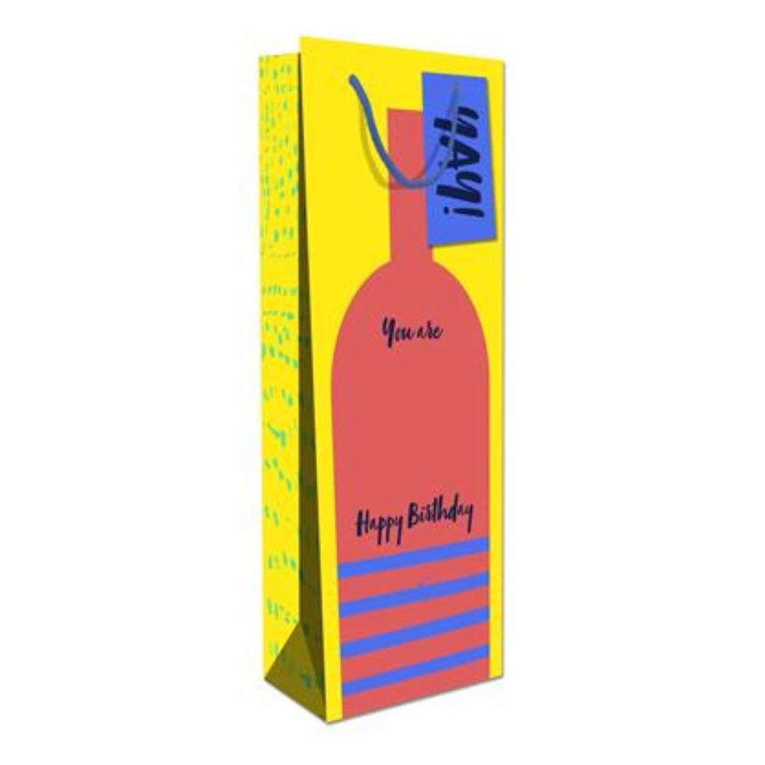 Hallmark Gift Bottle Bag Yellow "You're - Happy Birthday" 33 x 13.5cm