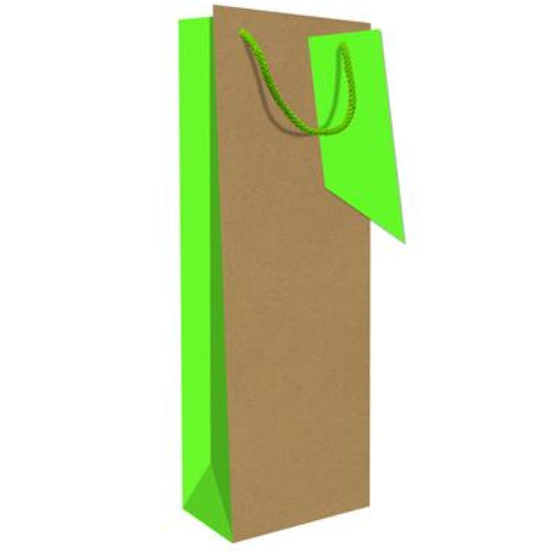 Hallmark Gift Bottle Bag Brown/Green 33 x 13.5cm