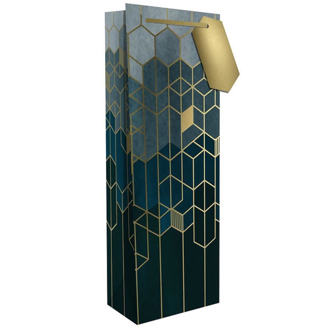 Hallmark Gift Bottle Bag Dark Geometric 33 x 13.5cm