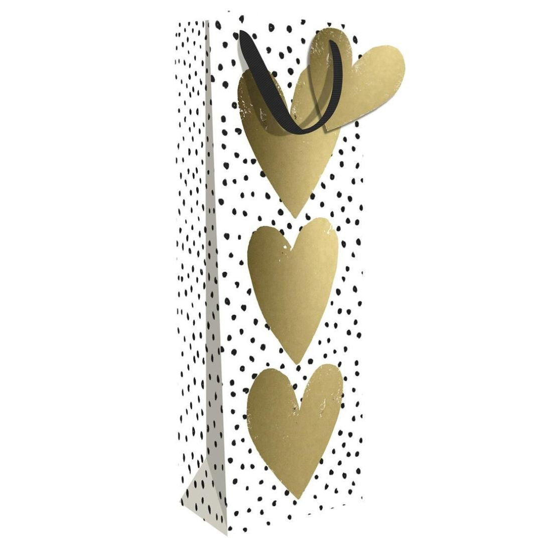 Hallmark Gift Bottle Bag Golden Hearts 33 x 13cm