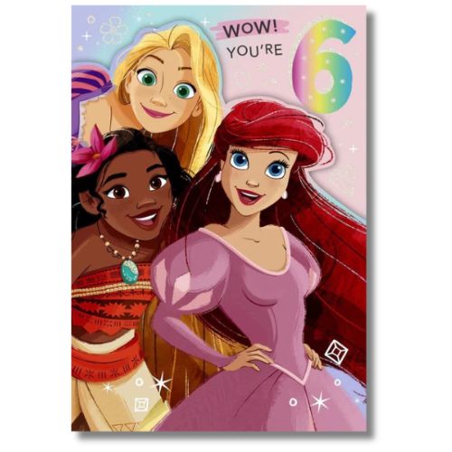 Disney Princess 6th Birthday Card