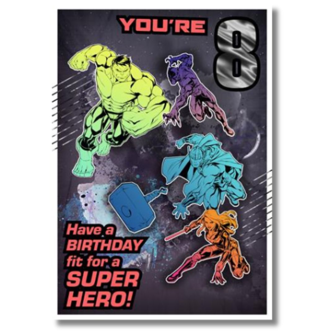 You're 8 Super Hero Birthday Card