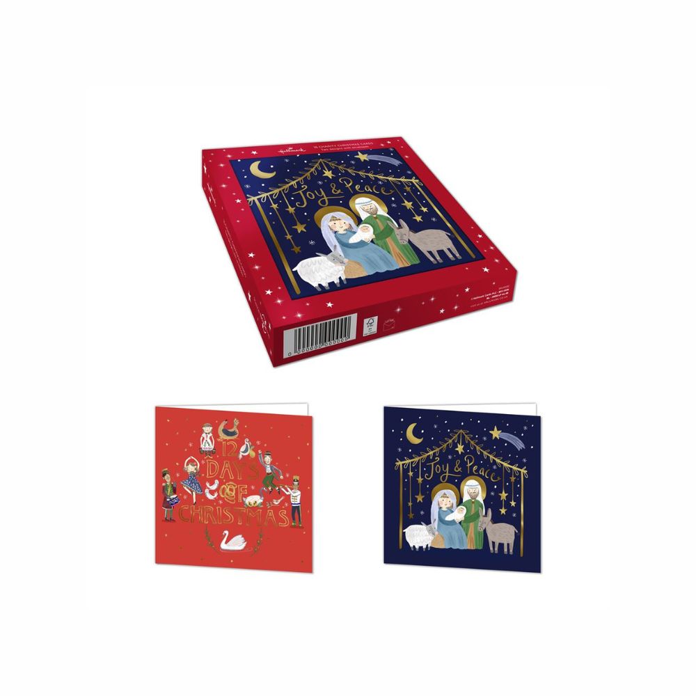 Hallmark A Box Of 16 Charity Christmas Cards - Joy & Peace / 12 Days Of Christmas