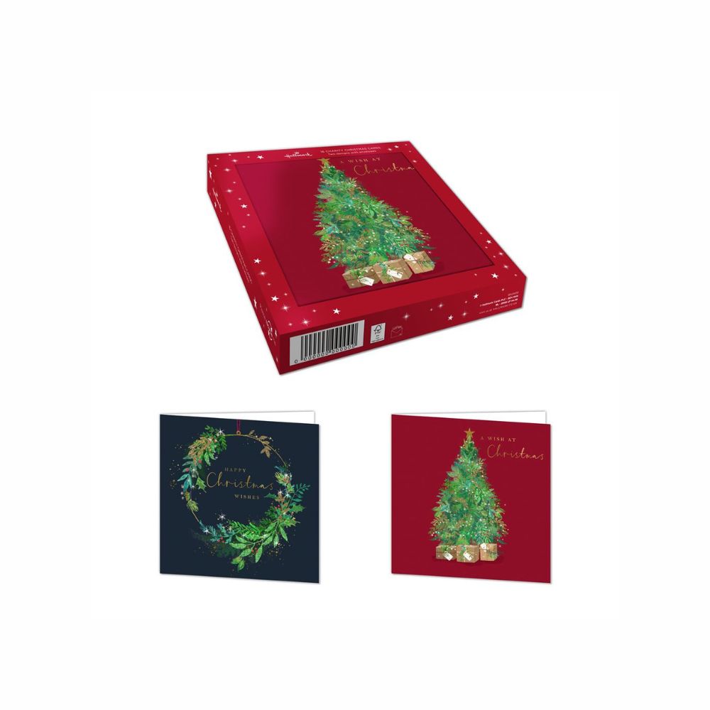 Hallmark A Box Of 16 Charity Christmas Cards - Happy Christmas Wishes / A Wish At Christmas