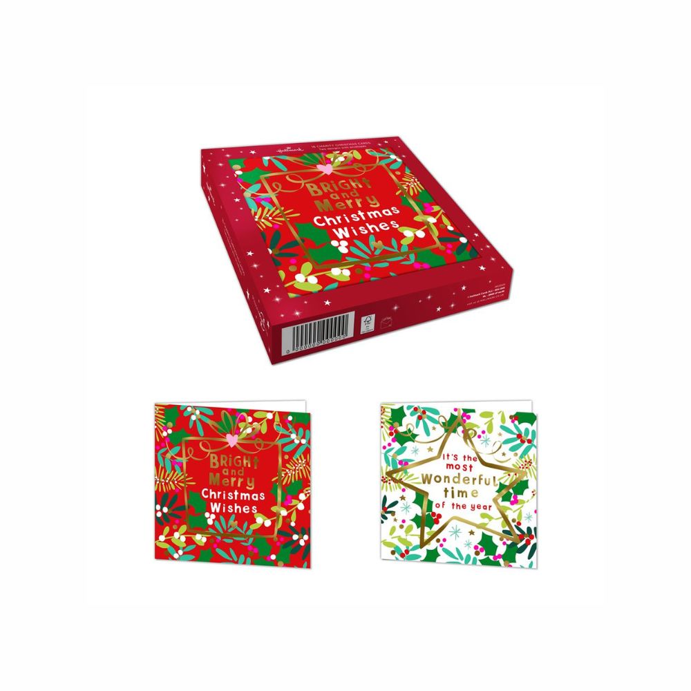 Hallmark A Box Of 16 Charity Christmas Cards - Bright And Merry / Wonderful Time