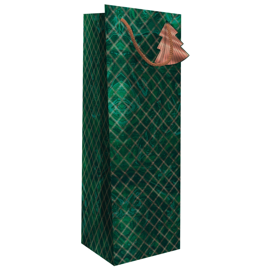 Hallmark Christmas Bottle Bag 35 x 13cm - Green Christmas