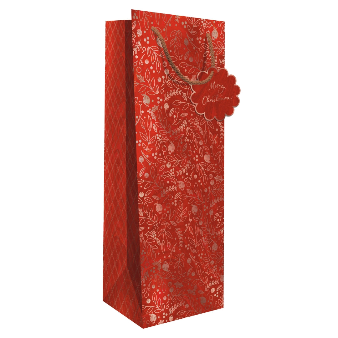 Hallmark Christmas Bottle Bag 35 x 13cm - Red Christmas
