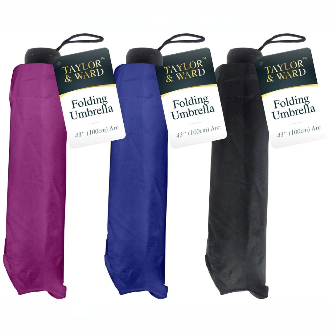 Folding Umbrella 100cm Arc - Classic x 1pc Assortment