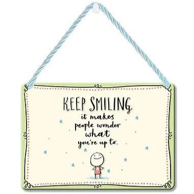 Hang-Ups! Hanging Tin Plaques 11.5 x 16.5cm - Keep Smiling