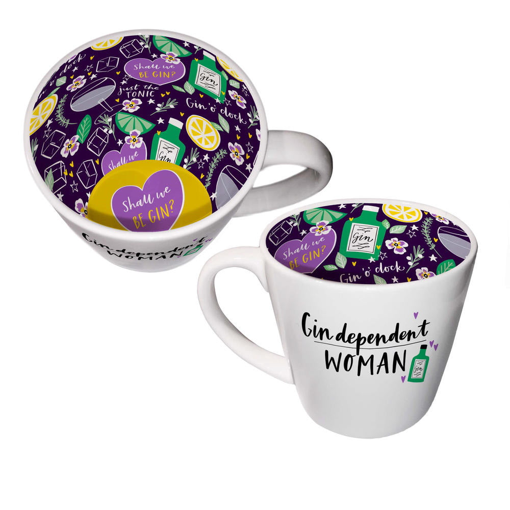 Inside Out Ceramic Mug With Gift Box - Gin Dependant Woman