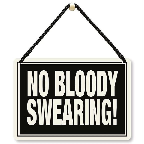 Hang-Ups! Hanging Tin Plaques 11.5 x 16.5cm - No Bloody Swearing