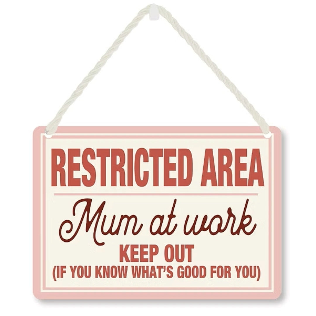 Hang-Ups! Hanging Tin Plaques 11.5 x 16.5cm - Restricted Area