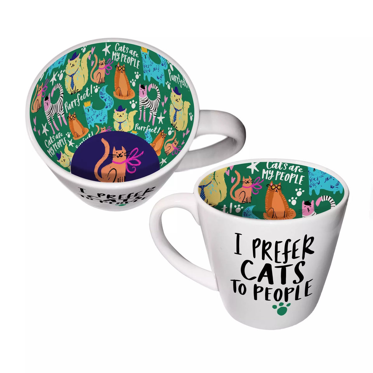 Inside Out Ceramic Mug With Gift Box - I Prefer Cats To People