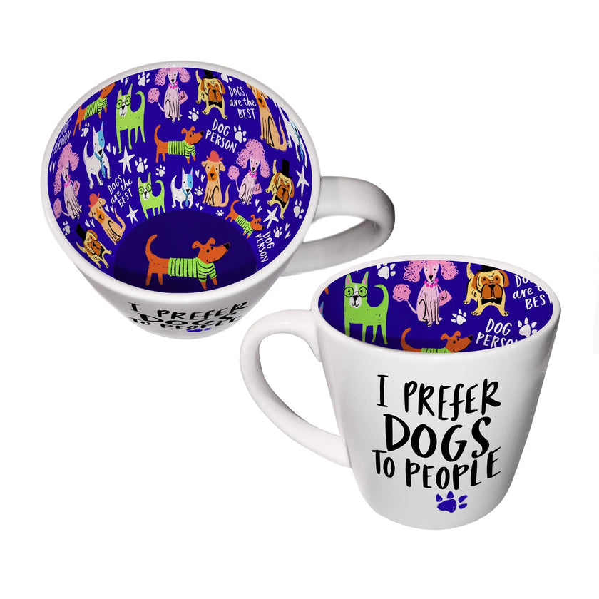 Inside Out Ceramic Mug With Gift Box - I Prefer Dogs To People
