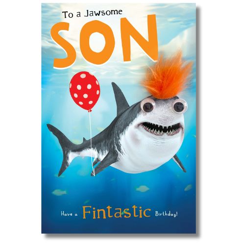 Tracks To A Jawsome Son Have A Fintastic Birthday! - Greeting Card