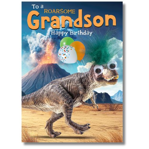 Tracks To A Roarsome Grandson Happy Birthday - Greeting Card