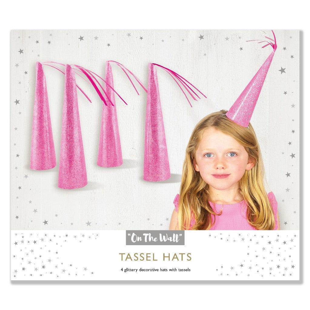 On The Wall Tassel Hats A Pack Of 4pcs Pink