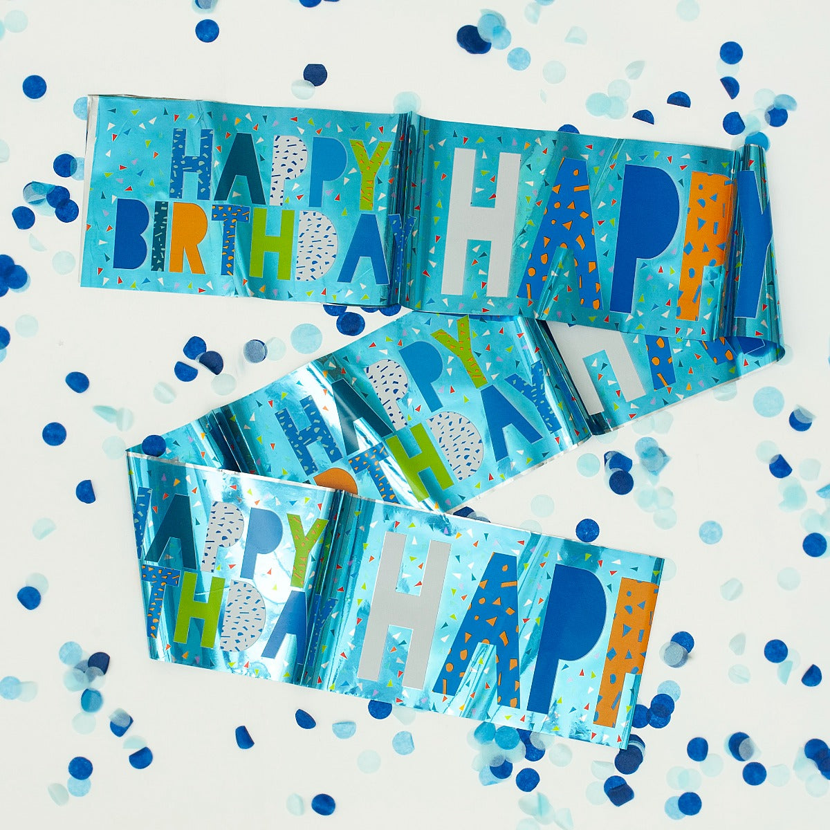 Pukka Party - Foil Banner 2.6m - Happy Birthday Blue