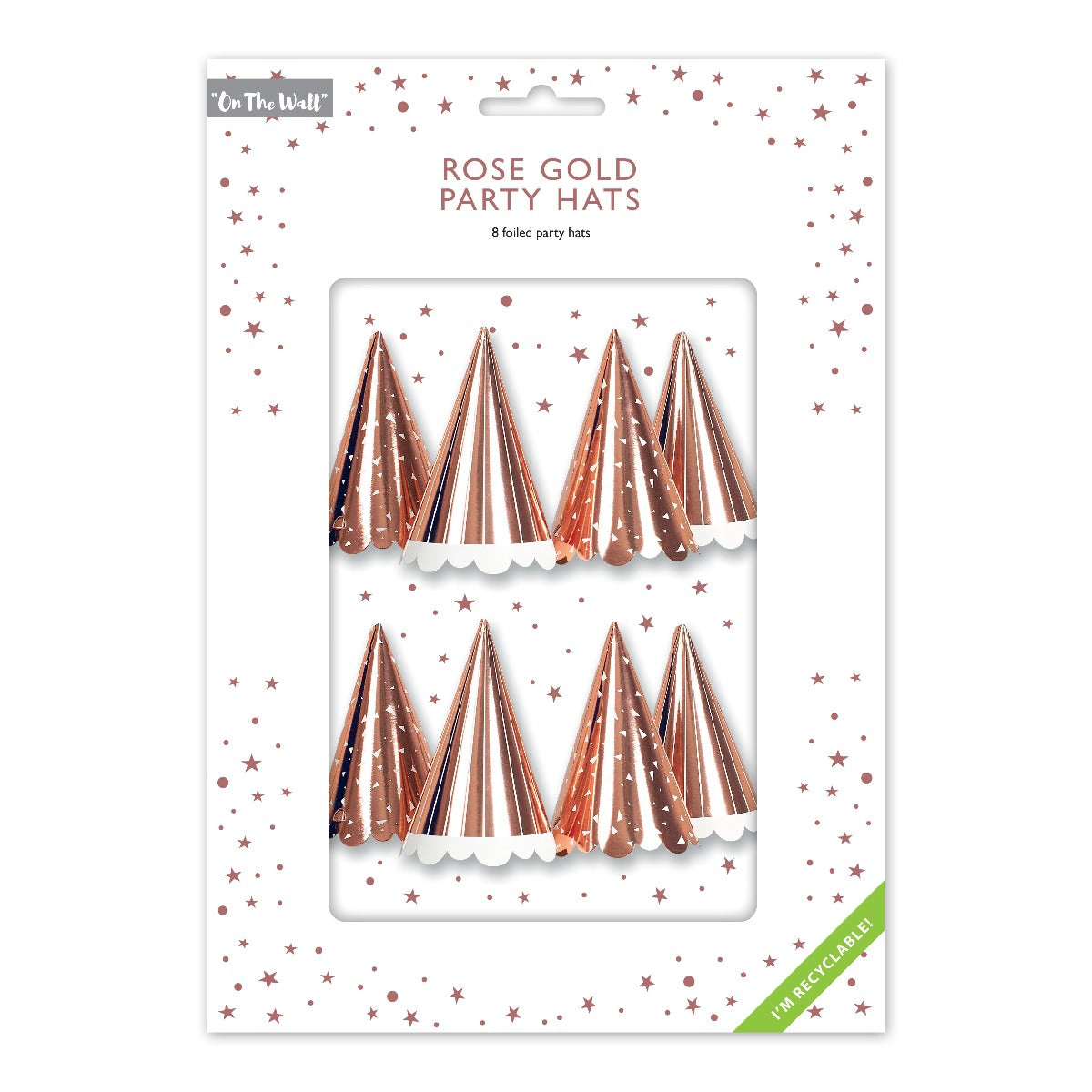 On The Wall Party Hats A Pack Of 8 pcs Rose Gold