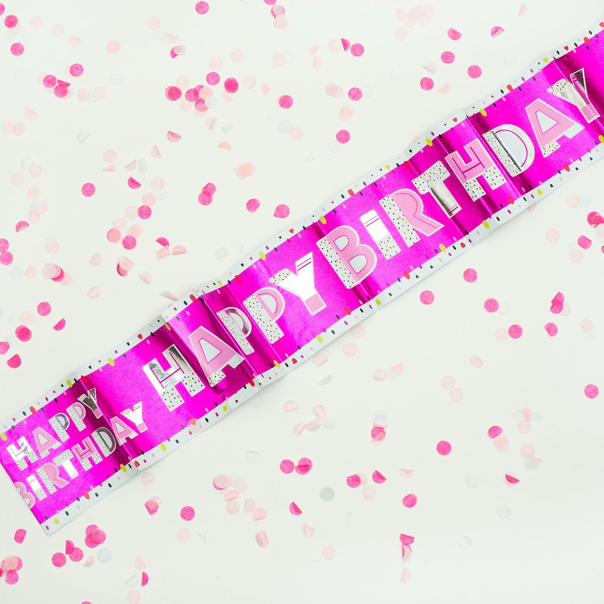 Happy Birthday Paper Banner 2.6m Pink