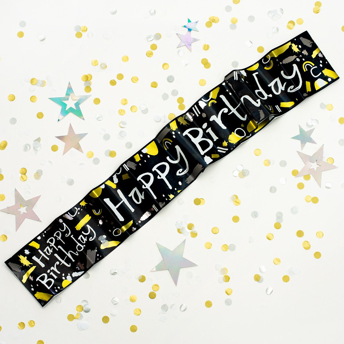 Happy Birthday Paper Banner 2.6m Black