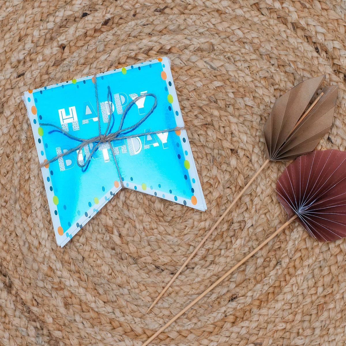 Pukka Party - 10 Bunting Flags - Happy Birthday Blue