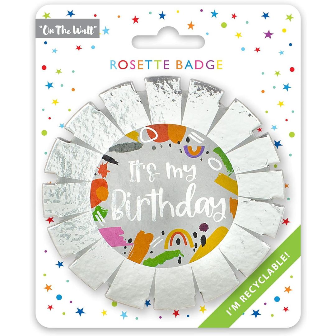 It’s My Birthday (silver) Rosette Badge 10cm