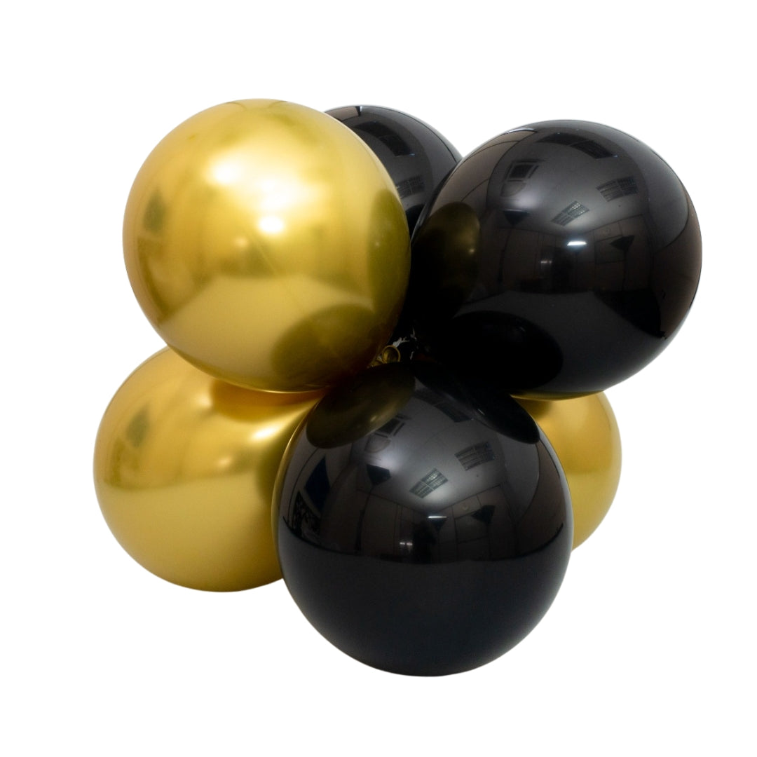 Pukka Party - Helium Latex Balloons 30.5cm A Pack Of 6pcs - Gold & Black