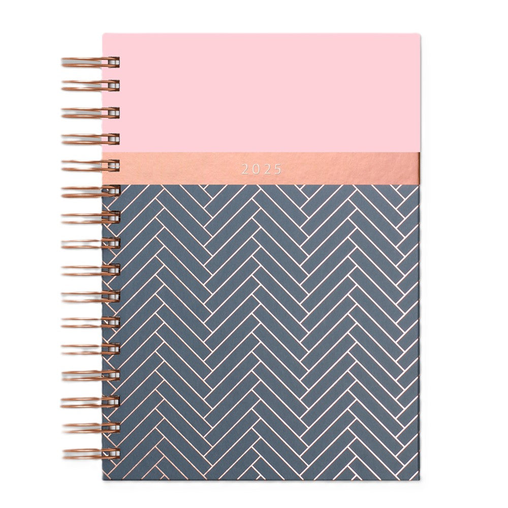 A5 2025 Matilda Myres Day A Page Diary - Pink/Grey