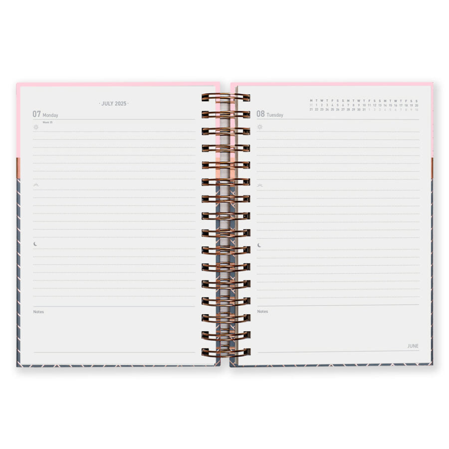 A5 2025 Matilda Myres Day A Page Diary - Pink/Grey