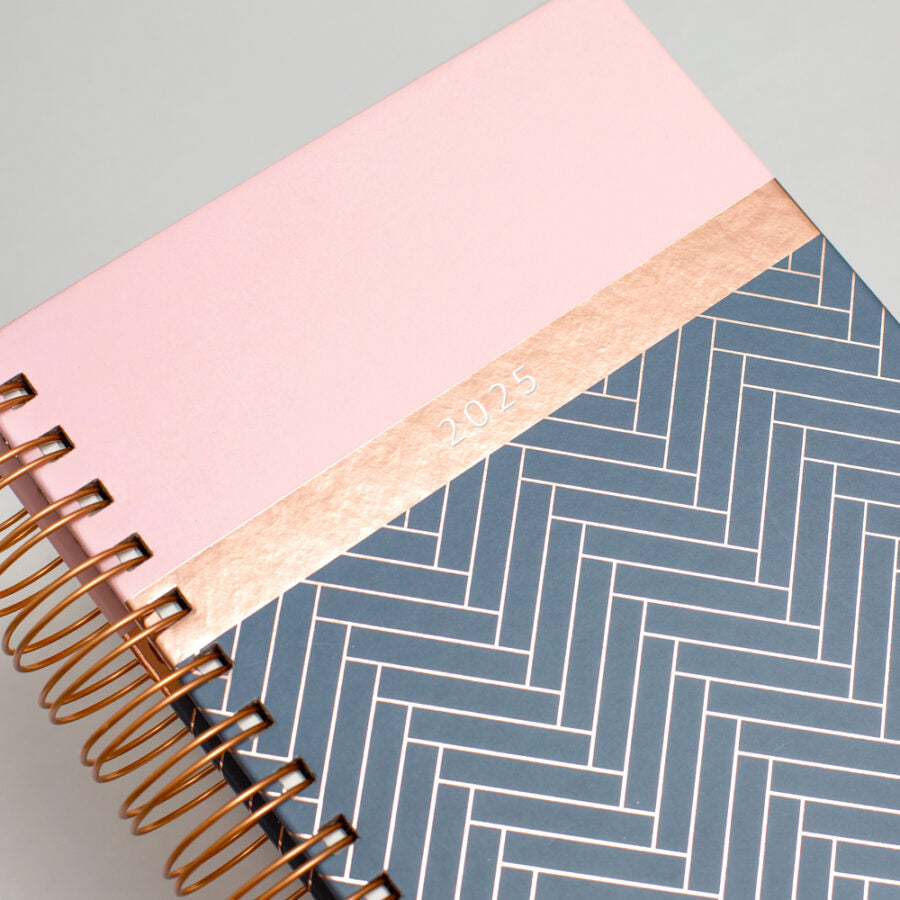 A5 2025 Matilda Myres Day A Page Diary - Pink/Grey