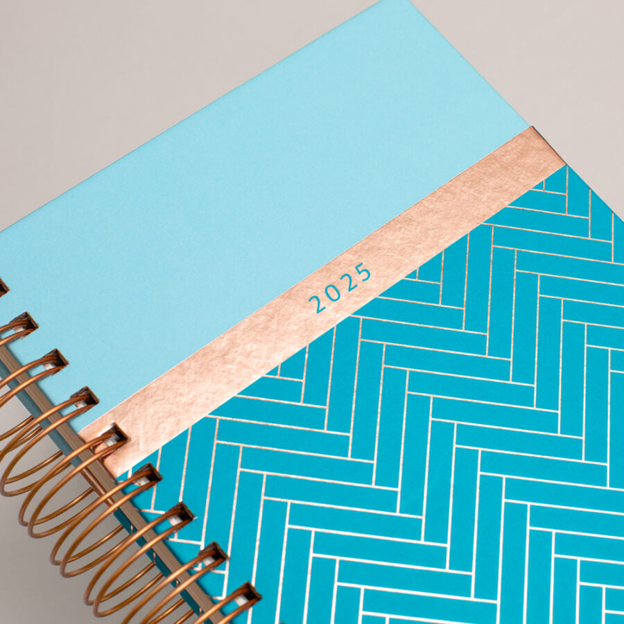 A5 2025 Matilda Myres Day A Page Diary - Blue/Teal