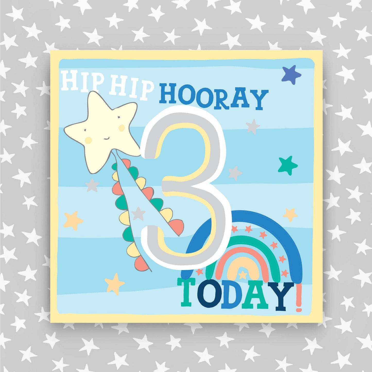 Molly Mae Hip Hip Hooray 3 Today - Greeting Card Blue