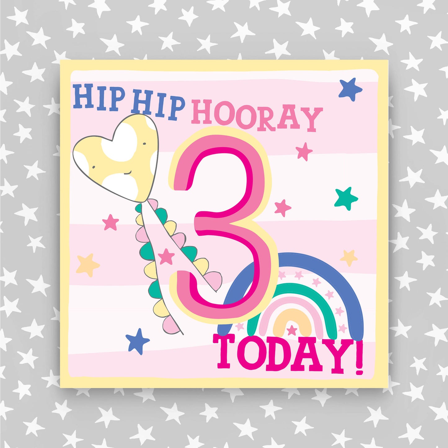 Molly Mae Hip Hip Hooray 3 Today - Greeting Card Pink