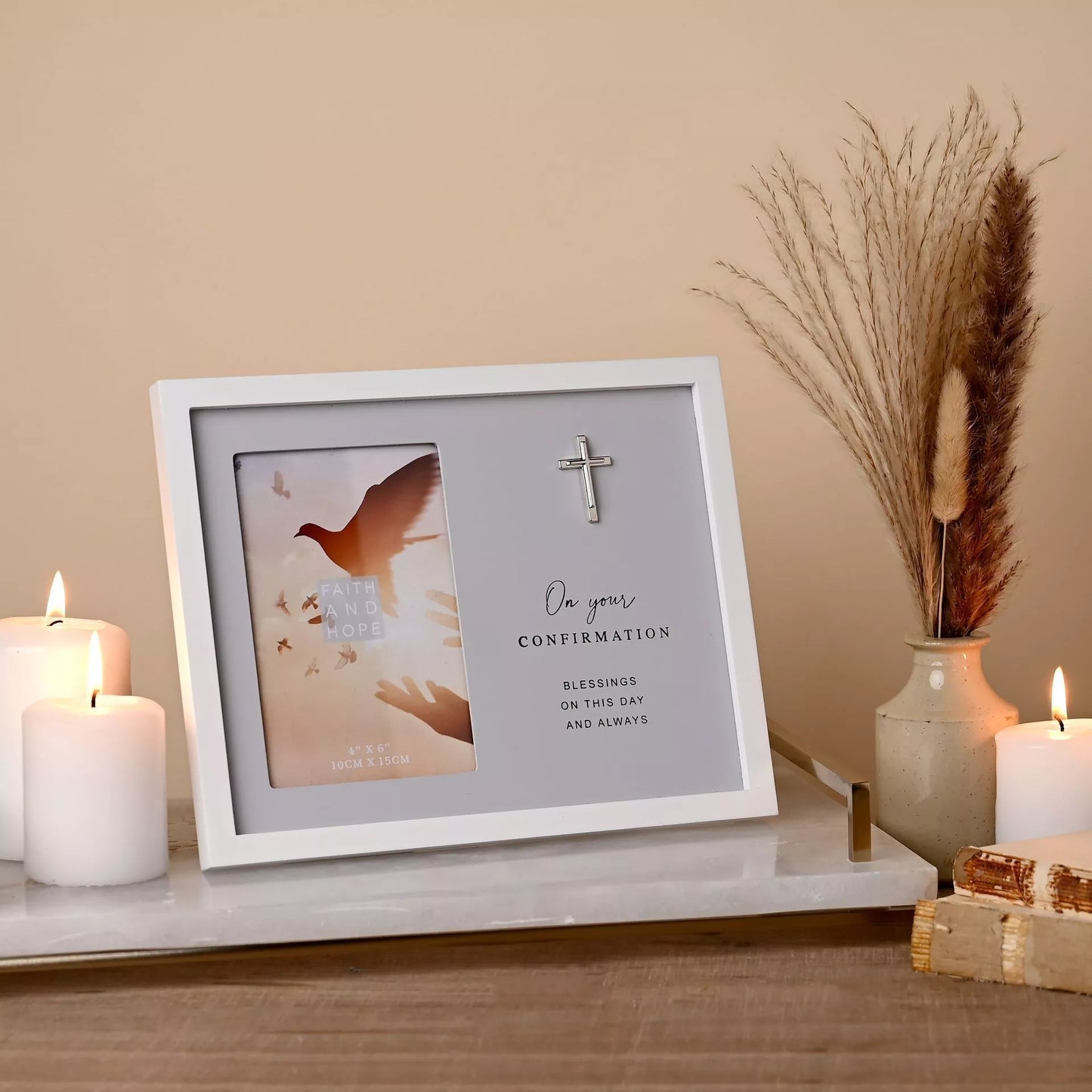 Faith & Hope - Grey Photo Frame 10 x 15cm - Confirmation