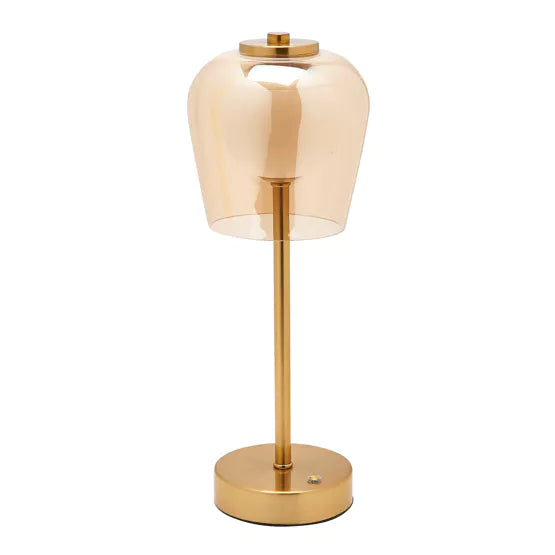 Hestia Usb Led Touch Table Lamp Glass Shade Bronze 33 x 13.5 x 13.5cm