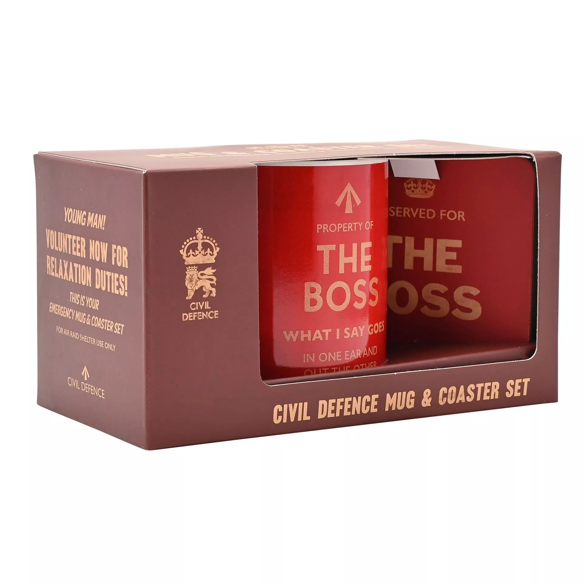Civil Defence Mug And Coaster Set - The Boss